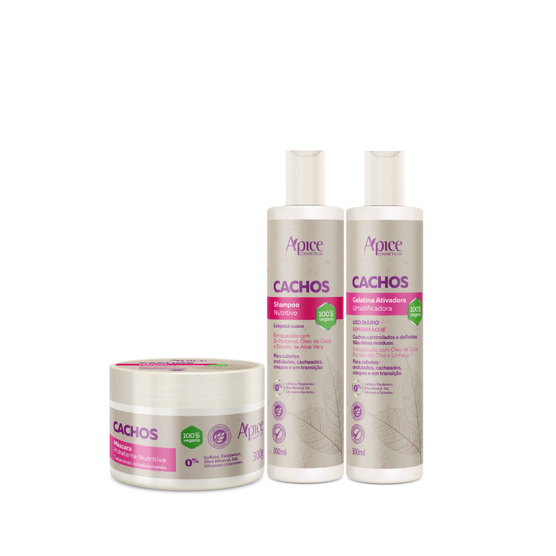 Kit Cachos -Shampo, Máscara e Gelatina  (3 itens)
